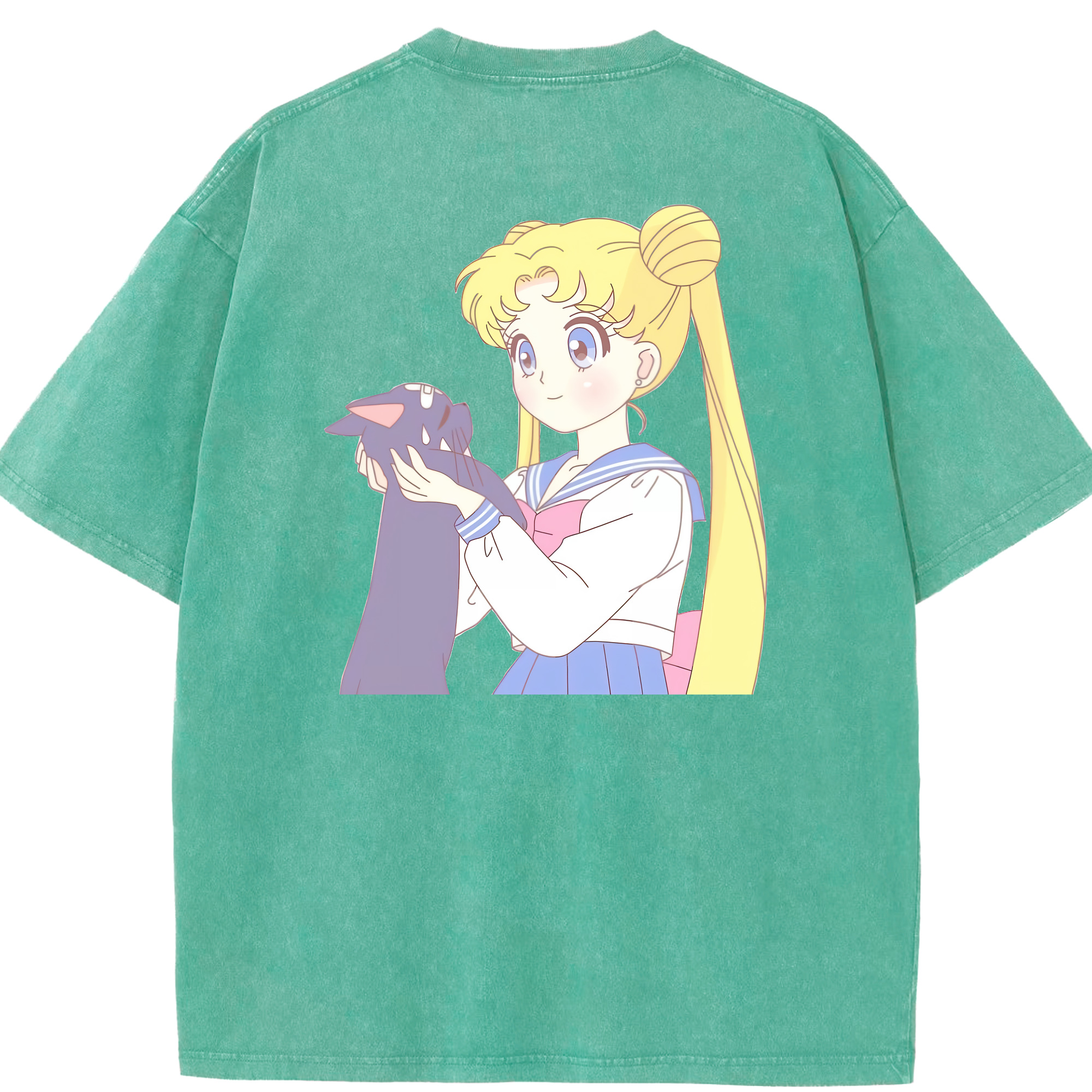 （画像用） 美少女戦士セーラームーン 愛野 美奈子 あいの みなこ Sailor Moon Aino Minako 綿100% ヴィンテージ風 半袖Tシャツ（背面プリント）